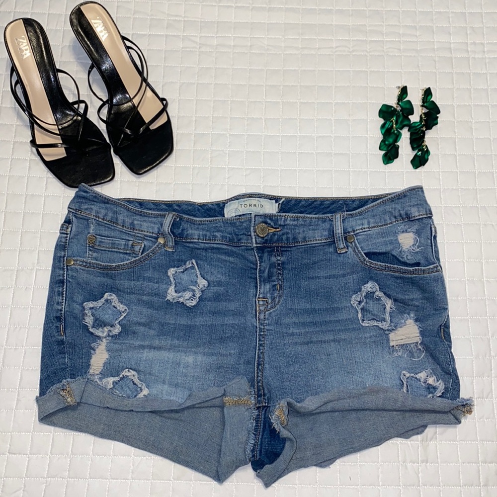 Torrid Distressed Star Cut Jeans
